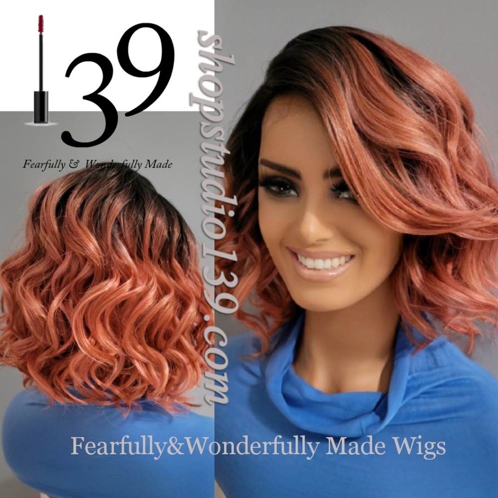Sexy Human hair HD lace Rosegold bob wig
